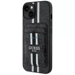   Tok Guess 4G Stripes pénztárcával és Magsafe-vel az iPhone 15, fekete