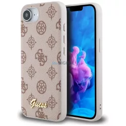 Tok Guess Peony Script Logo MagSafe tok iPhone 16e, barna