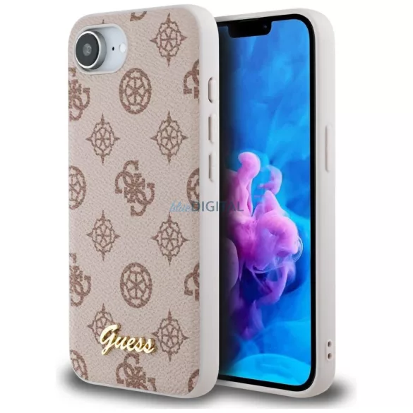 Tok Guess Peony Script Logo MagSafe tok iPhone 16e, barna