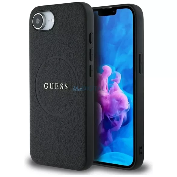 Tok Guess Grained Ring MagSafe tok iPhone 16e, fekete