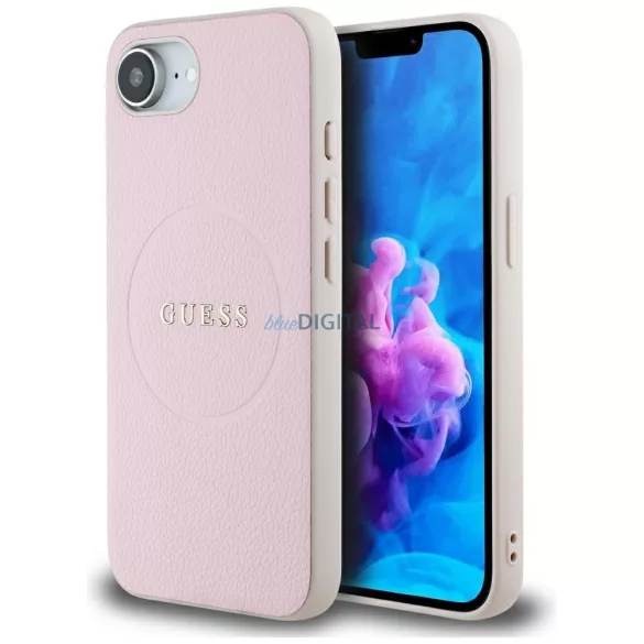 Tok Guess Grained Ring MagSafe iPhone 16e, rózsaszín