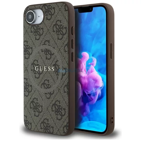 Tok Guess 4G Ring Classic Logo MagSafe tok iPhone 16e, barna