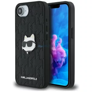 Tok Karl Lagerfeld Monogram Choupette   iPhone 16e való fejrögzítő, fekete