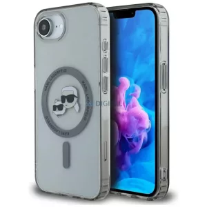 Karl Lagerfeld IML fém tok, Karl és Choupette fejével, MagSafe-kompatibilis, iPhone 16e, fekete