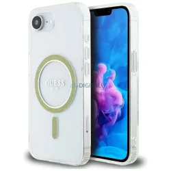  Tok Guess IML csillámos Circle MagSafe tok iPhone 16e, átlátszó
