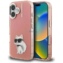   Karl Lagerfeld IML Aquarelle Choupette & Logo iPhone 16-os tok, rózsaszín