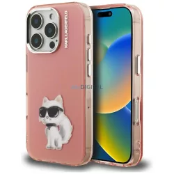   Karl Lagerfeld IML Aquarelle Choupette & Logo tok iPhone 16 Pro, rózsaszín