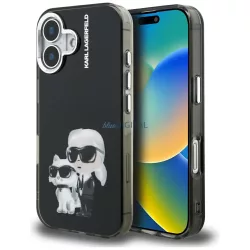   Karl Lagerfeld IML Aquarelle Karl & Choupette & Logo iPhone 16, fekete