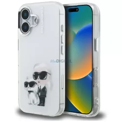   Karl Lagerfeld IML Aquarelle Karl & Choupette & Logo iPhone 16, fehér