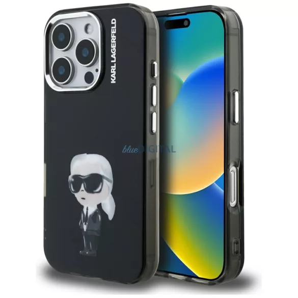 Karl Lagerfeld IML Aquarelle Karl & Logo MagSafe tok iPhone 16 Pro, fekete