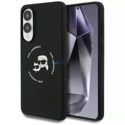   Tok Karl Lagerfeld szilikon tok kettős csatlakozóval és kör alakú MagSafe-vel Samsung Galaxy S25 Edge, fekete