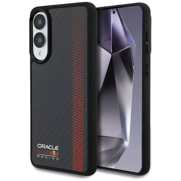Red Bull RBHMS25E24CFGSMK Real Carbon Fiber Powerbar MagSafe-kompatibilis tok Samsung Galaxy S25 Edge - fekete