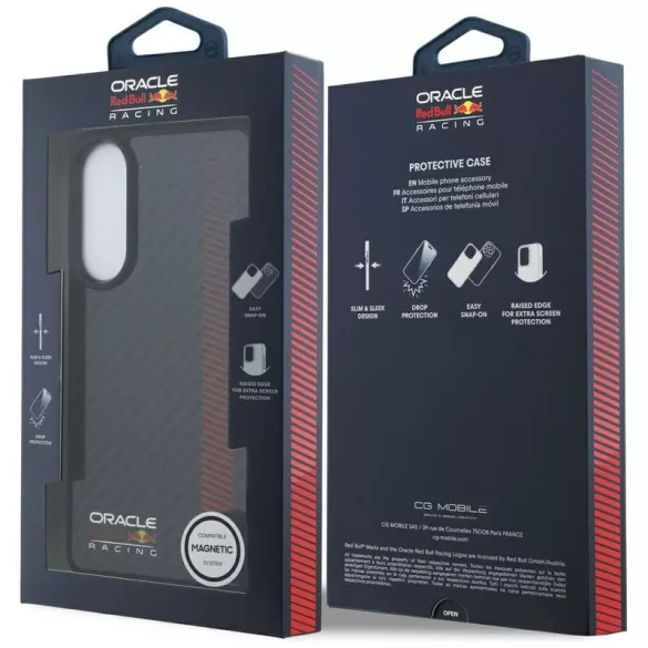 Red Bull RBHMS25E24CFGSMK Real Carbon Fiber Powerbar MagSafe-kompatibilis tok Samsung Galaxy S25 Edge - fekete