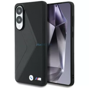 BMW bőr tok, széles csíkos mintával, MagSafe-kompatibilis, Samsung Galaxy S25 Edge, fekete