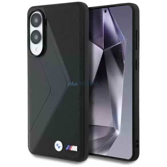 BMW bőr tok, széles csíkos mintával, MagSafe-kompatibilis, Samsung Galaxy S25 Edge, fekete