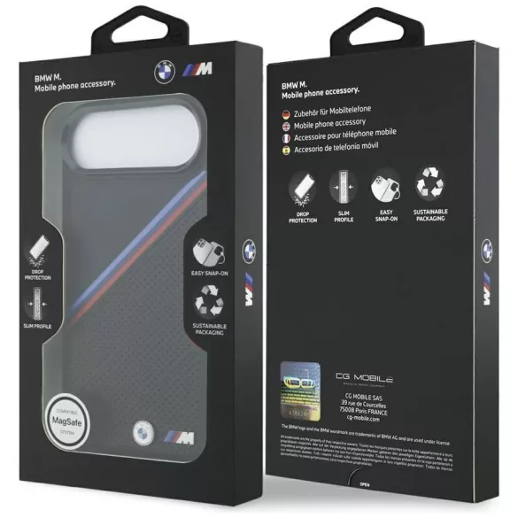 BMW M trikolor fém logó MagSafe tok iPhone Airhez Fekete