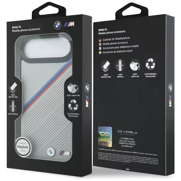 BMW M trikolor fém logó MagSafe tok iPhone Air szürke