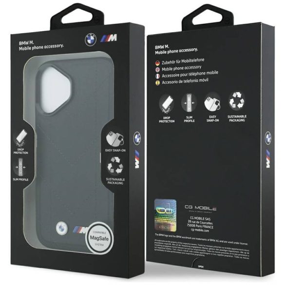 BMW M steppelt logóval ellátott tok MagSafe iPhone 17 készülékhez fekete