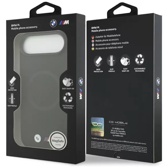 BMW M FW fém logó MagSafe tok iPhone Airhez Fekete