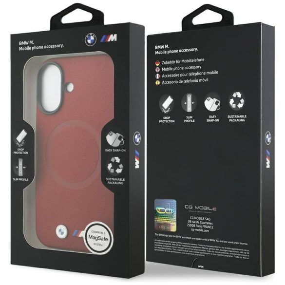 BMW M FW fém logó MagSafe tok iPhone 17 piros