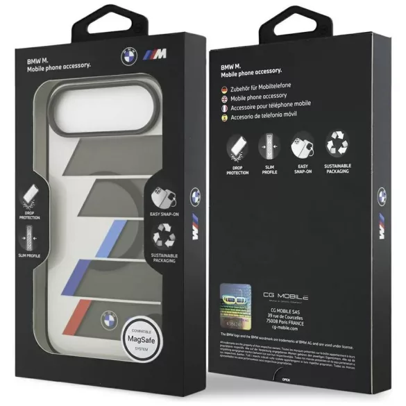BMW M IML fém gombok trikolor vonalak MagSafe tok iPhone Air antracit