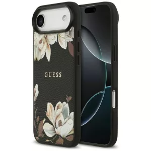 Guess szemcsés virágok klasszikus logó MagSafe tok iPhone Air fekete