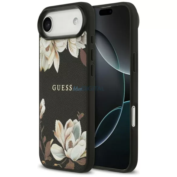 Guess szemcsés virágok klasszikus logó MagSafe tok iPhone Air fekete