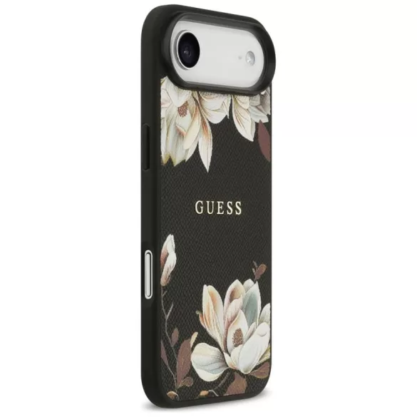 Guess szemcsés virágok klasszikus logó MagSafe tok iPhone Air fekete