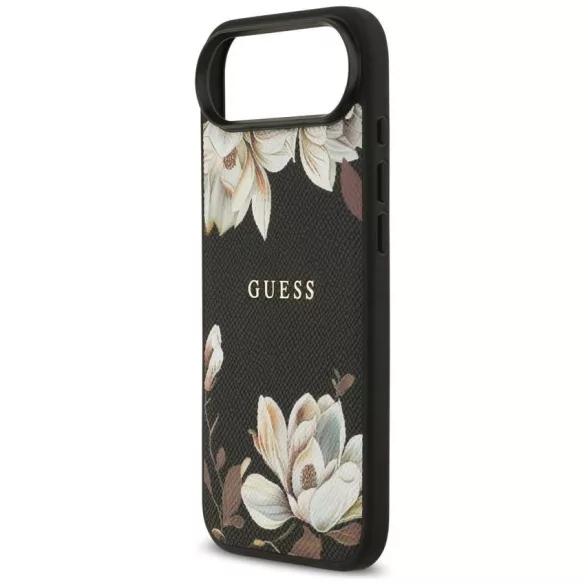 Guess szemcsés virágok klasszikus logó MagSafe tok iPhone Air fekete
