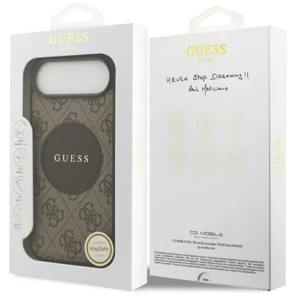 tok Guess 4G Circle Classic Logo MagSafe klasszikus logó iPhone Air barna színű tokhoz