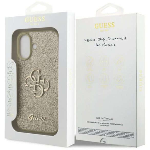 Tojás Guess Fixed Glitter Big 4G iPhone 17 arany