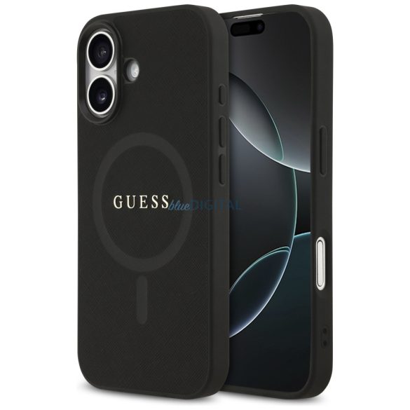 Guess Saffiano klasszikus logós MagSafe tok iPhone 17 Fekete