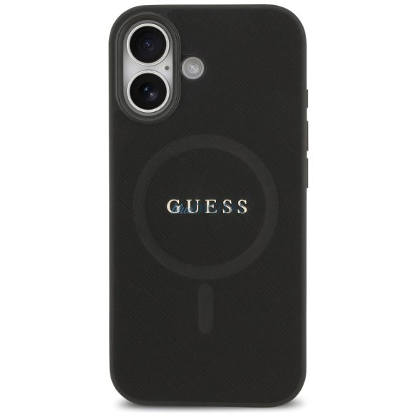 Guess Saffiano klasszikus logós MagSafe tok iPhone 17 Fekete