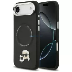   Karl Lagerfeld „Karl & Choupette” kitűzőkkel ellátott MagSafe tok iPhone Air, fekete