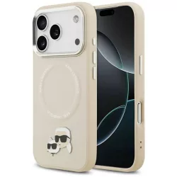   Karl Lagerfeld Karl & Choupette Pins MagSafe tok iPhone 17 Pro bézs színű tokhoz