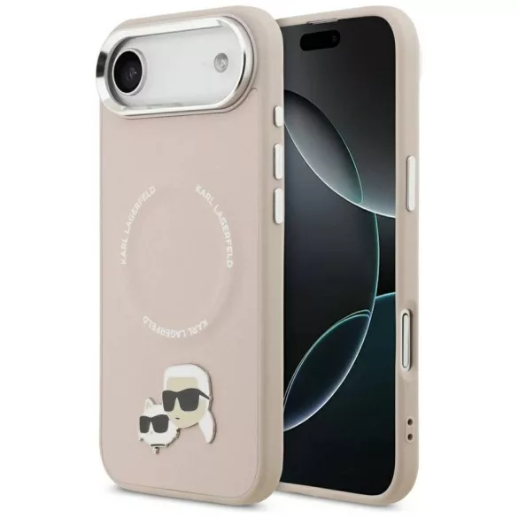 Karl Lagerfeld Karl & Choupette Pins MagSafe tok iPhone Air rózsaszínű iPhone Airhez