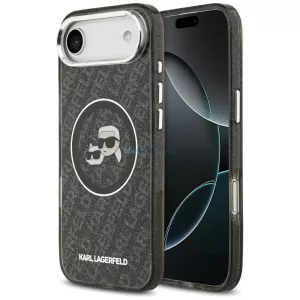 Karl Lagerfeld IML Glitter Karl & Choupette Heads Logo MagSafe tok iPhone Air – fekete