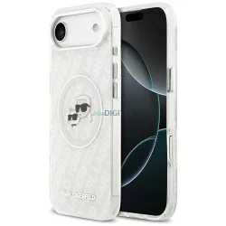   Karl Lagerfeld IML Glitter Karl & Choupette Heads Logo MagSafe tok iPhone Air – szürke