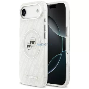 Karl Lagerfeld IML Glitter Karl & Choupette Heads Logo MagSafe tok iPhone Air – szürke