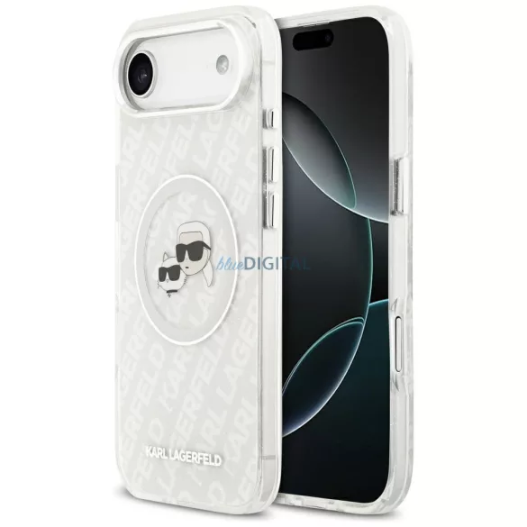 Karl Lagerfeld IML Glitter Karl & Choupette Heads Logo MagSafe tok iPhone Air – szürke