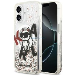   Karl Lagerfeld folyékony csillogó Choupette Logo MagSafe tok iPhone 17 átlátszó