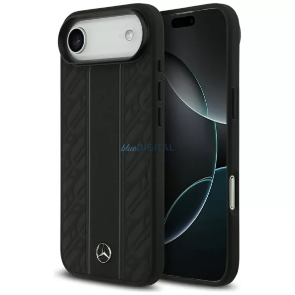 tok Mercedes Bőr Laurel Leaves csíkos csíkok MagSafe az iPhone Air készülékhez fekete