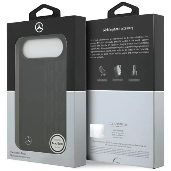 Mercedes Leather Laurel Leaves MagSafe tok iPhone Airhez Fekete