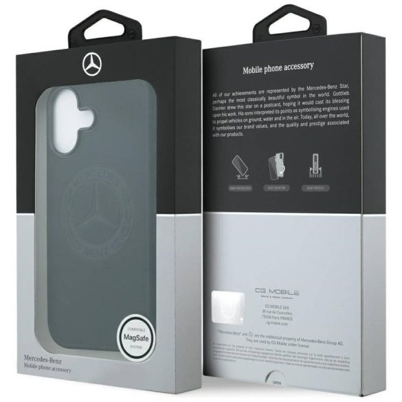 Mercedes bőr vintage logós MagSafe tok iPhone 17 fekete