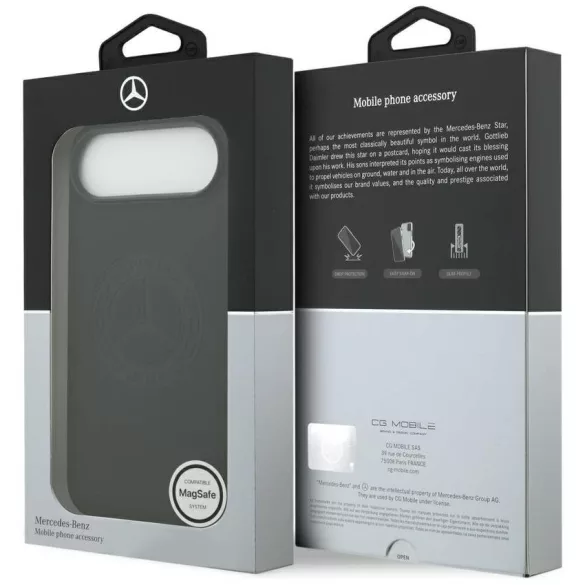 Mercedes Leather Vintage Logo MagSafe tok iPhone Air fekete bőrhöz