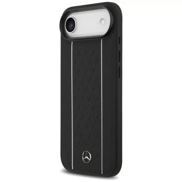 Mercedes bőr csillagmintás csíkos MagSafe tok iPhone Airhez Fekete