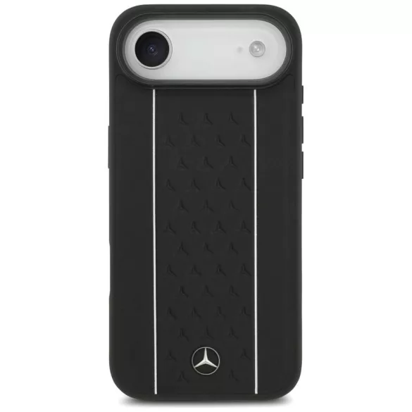 Mercedes bőr csillagmintás csíkos MagSafe tok iPhone Airhez Fekete