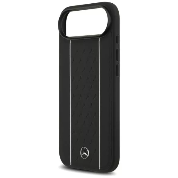 Mercedes bőr csillagmintás csíkos MagSafe tok iPhone Airhez Fekete