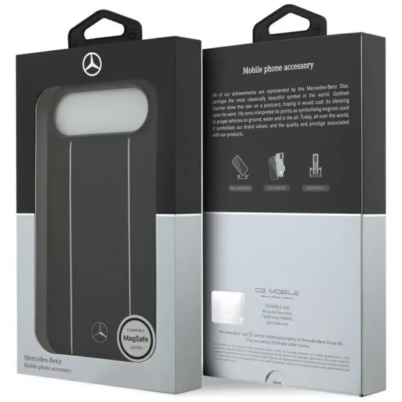 Mercedes bőr csillagmintás csíkos MagSafe tok iPhone Airhez Fekete