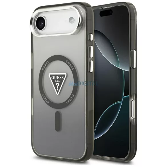 Tok Guess IML Gradient Triangle Logo MagSafe tok iPhone Air, fekete